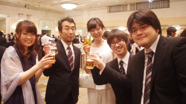 先生と一緒に乾杯!
