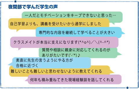 夜間部で学んだ学生の声